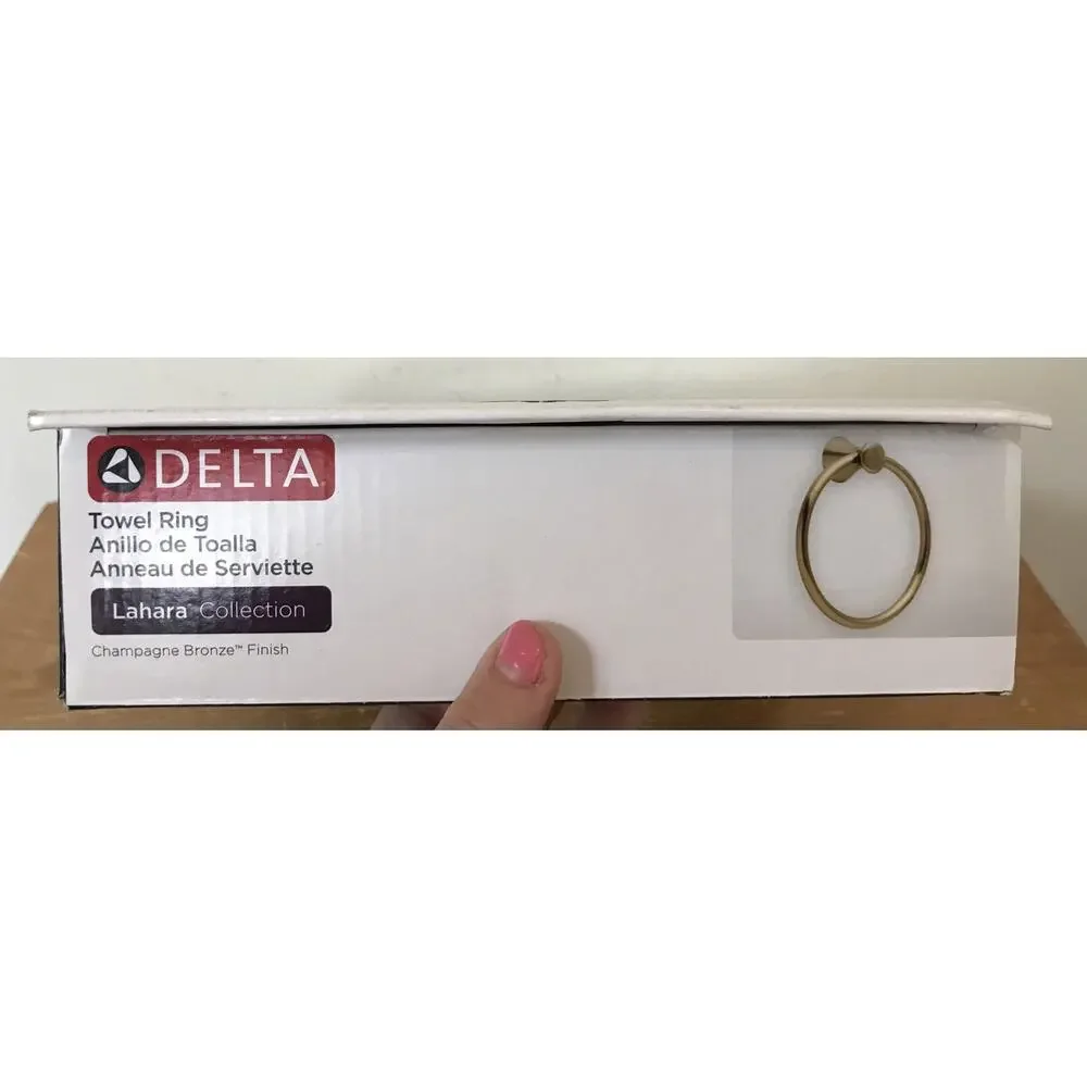 New Sealed Delta Lahara Collection Champagne Bronze Bathroom Hand Towel Ring